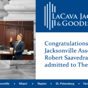 Congratulations to our new Jacksonville Associate, Robert Saavedra, for being admitted to The Florida Bar