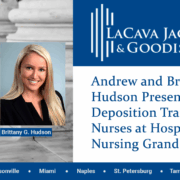Andrew and Brittany Hudson Present Deposition Training for Nurses at Hospital Nursing Grand Rounds